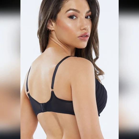 NWT Savage Fenty Gathered Mesh Balconette Bra Black - Picture 8 of 8
